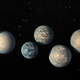 Imagen artística del sistema de exoplanetas TRAPPIST-1.